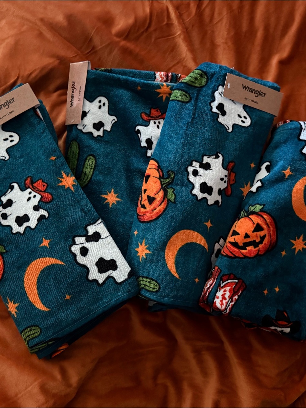 Wrangler Halloween Print bath towels - set of 4